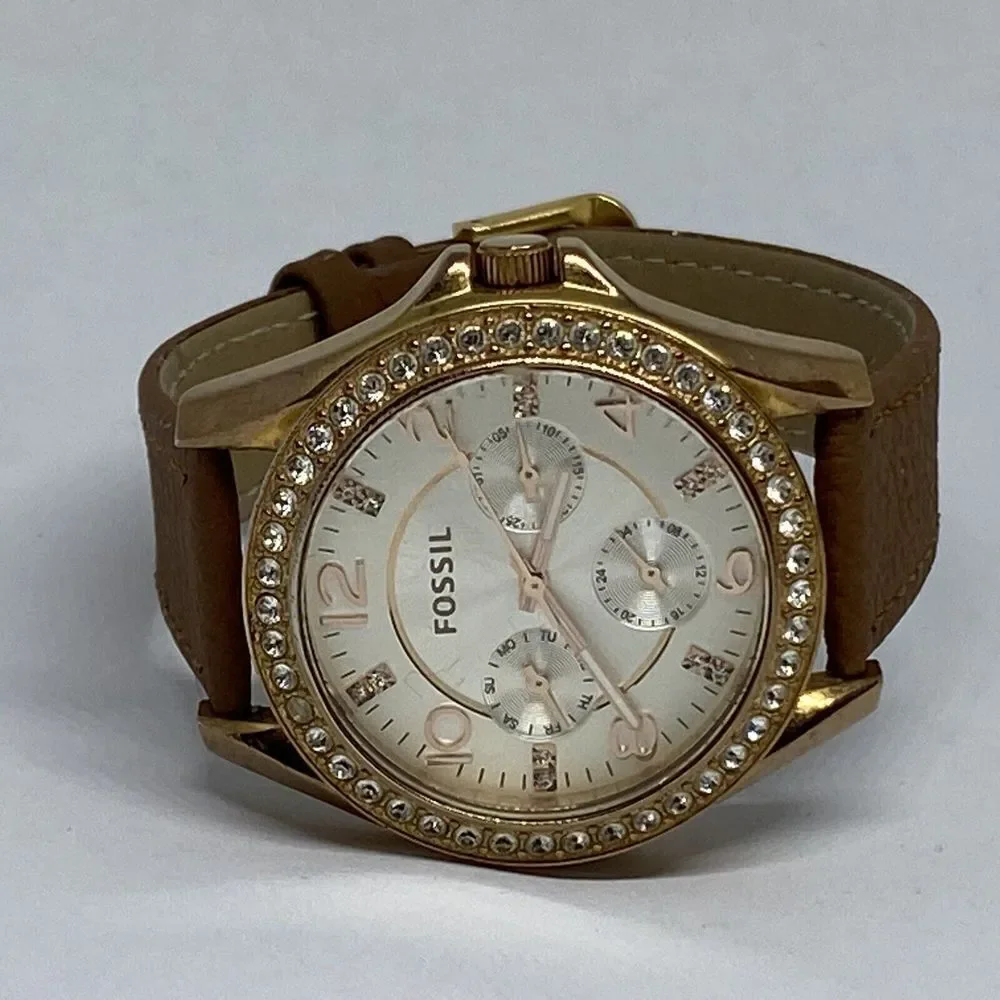 Fossil ES3466 Women's Brown Leather Analog Dial Quartz Genuine Watch HK1023